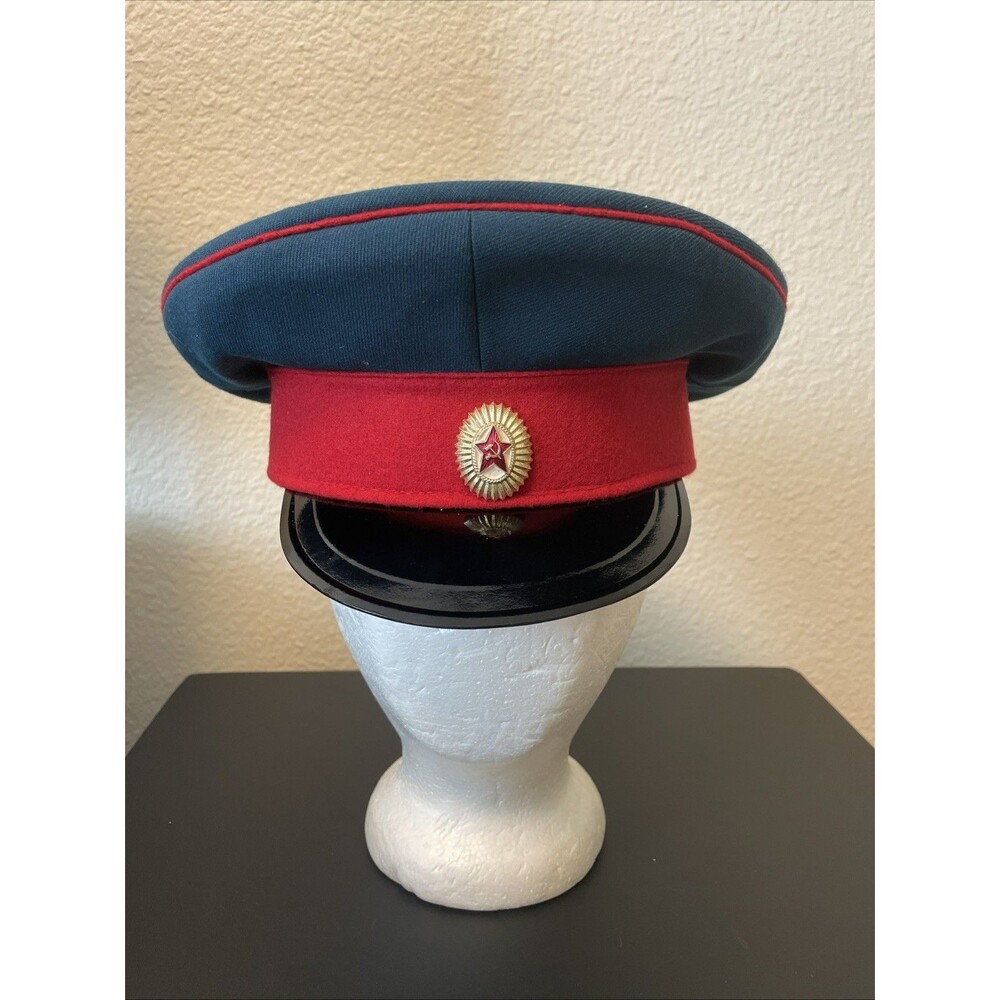 Vintage Military Soviet Era Russian Visor Cap Hat Size 57